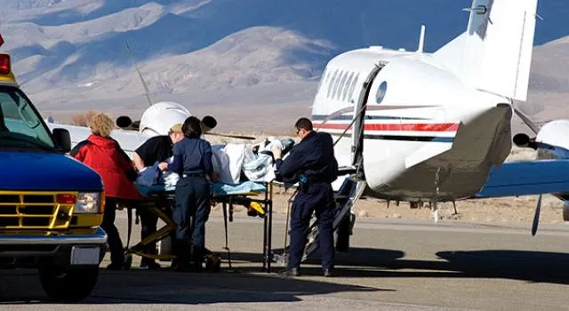 Medical repatriation with an ambulance.